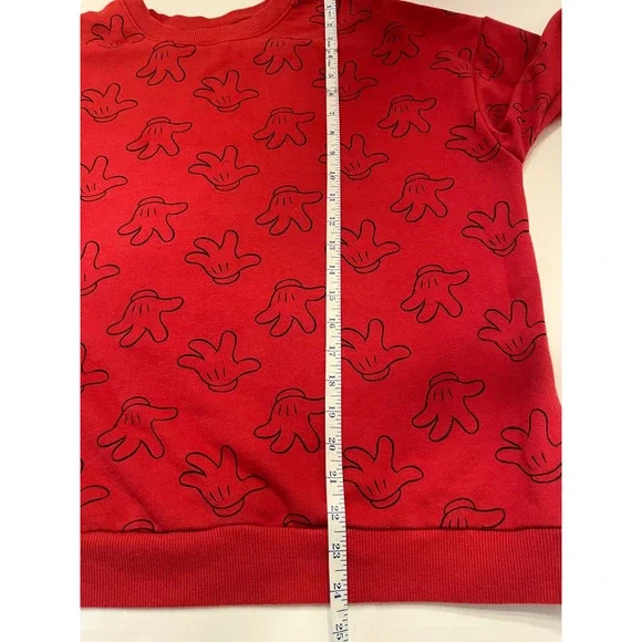 Disney Oversized Crew Neck Sweatshirt Unisex Red Mickey Mouse Glove Size Small - Picture 7 of 8